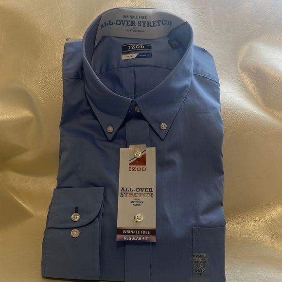 Izod Blue Dress Shirt with Subtle Texture - Picture 1 of 7